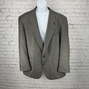 Confezioni Riserva Brown Houndstooth Wool 2 Button USA Blazer Jacket Size 46
